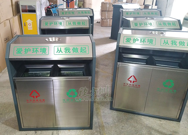 鋼制物業(yè)分類(lèi)垃圾桶欣方圳工廠(chǎng)生產(chǎn)圖