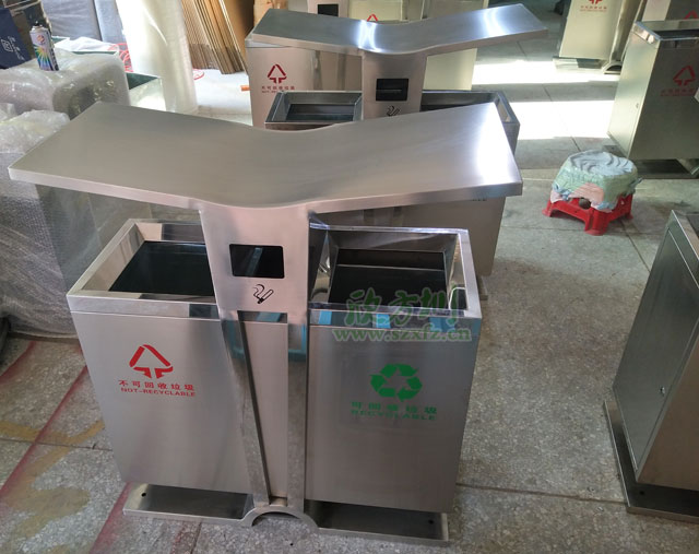 不銹鋼分類(lèi)環(huán)保垃圾桶欣方圳廠(chǎng)家批量生產(chǎn)圖