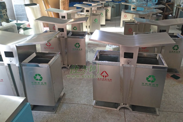 不銹鋼分類(lèi)環(huán)保垃圾桶欣方圳廠(chǎng)家批量生產(chǎn)圖