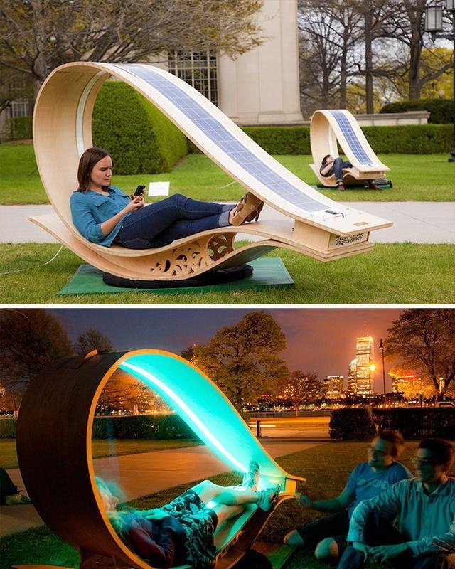 太陽能戶外休閑椅子夜晚能發(fā)光，創(chuàng)意設(shè)計(jì)裝飾公共空間藝術(shù)性
